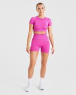 Empower Seamless Crop Top - Magenta - Image 3