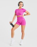 Empower Seamless Crop Top - Magenta - Image 8