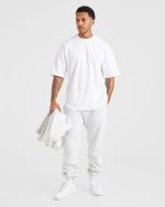 Essential Oversized Joggers - Grey Marl - Image 7