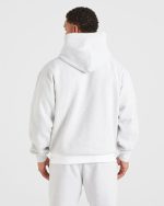Essential Oversized Hoodie - Grey Marl - Image 2