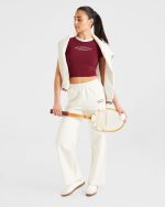 Courtside Straight Leg Joggers - Off White - Image 7