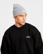 Embroidered Beanie - Grey Marl - Image 6