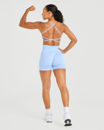 Essential Crossback Sports Bra - Baby Blue - Image 8