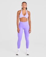 Essential Halterneck Sports Bra - Pastel Purple - Image 3