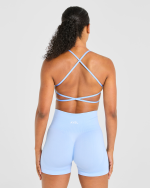 Essential Crossback Sports Bra - Baby Blue - Image 2