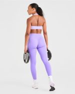 Essential Halterneck Sports Bra - Pastel Purple - Image 8