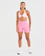 Essential Halterneck Sports Bra - Baby Pink - Image 3