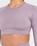 Staple Long Sleeve Crop Top - Mauve Purple - Image 5