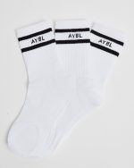 Everyday Double Stripe Crew Socks (3 Pack) - White - Image 2