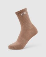 Everyday Crew Socks (3 Pack) - Nude/Mocha/Brown - Image 3