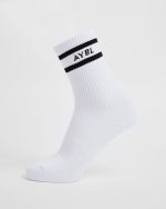 Everyday Double Stripe Crew Socks (3 Pack) - White - Image 3