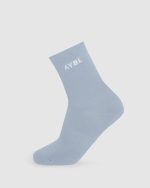 Everyday Crew Socks (3 Pack) - Slate Blue/Light Blue/White - Image 2
