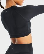 Staple Long Sleeve Crop Top - Black - Image 6